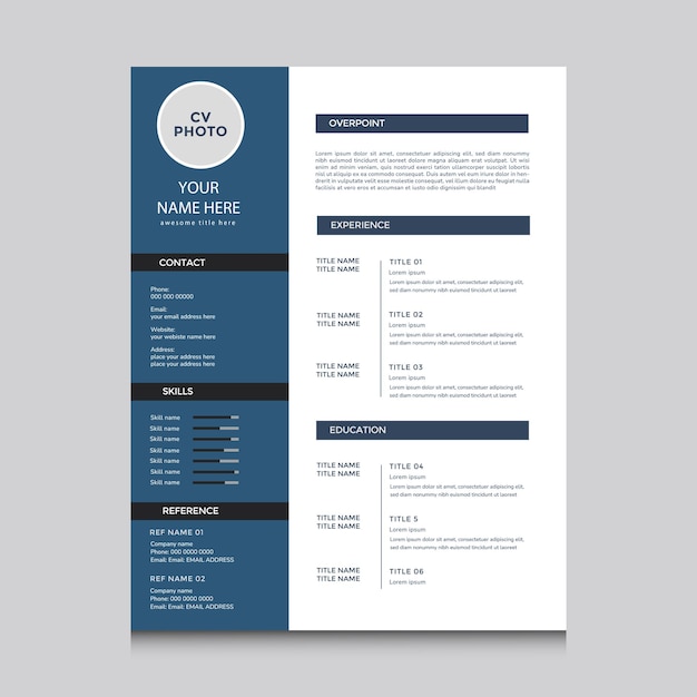 CV professionale minimalista CV Resume modello vettoriale Layout design per uso multiuso per lavori aziendali