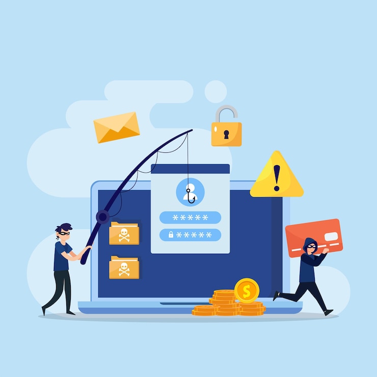 Cyber Crime Concetto vettoriale di phishing truffa attacco hacker e sicurezza web