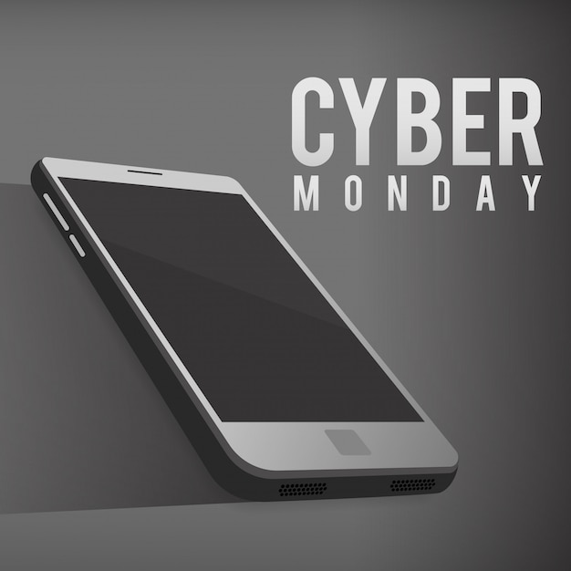 Cyber Monday Day. Un modello con uno smartphone.