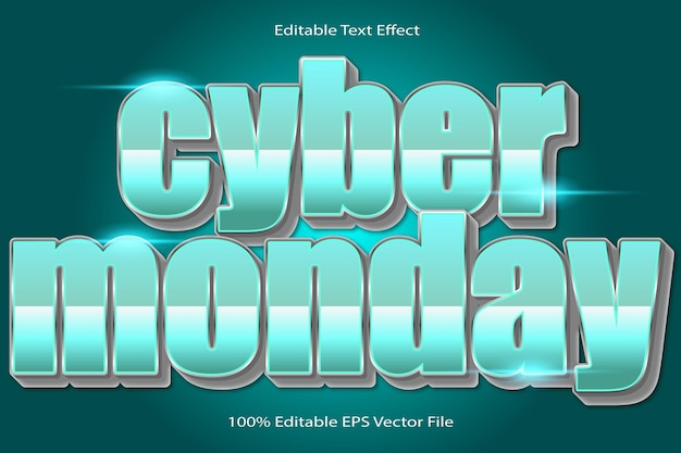 Cyber Monday Effetto di testo modificabile Emboss Cartoon Gradient Style