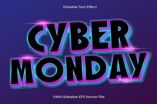Cyber Monday Effetto di testo modificabile Emboss Cartoon Gradient Style