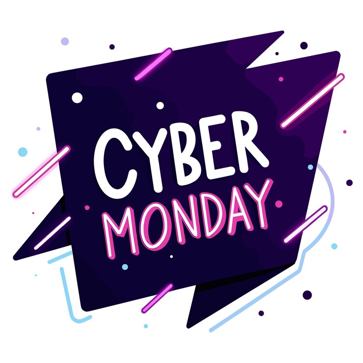 Vettore cyber monday neon glow 3d effetto di testo illustrazione vettoriale per un'esperienza di acquisto audace