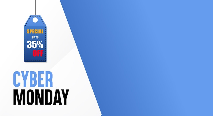 Vettore cyber monday sale offerta speciale disegno vettoriale per la scritta banner di sfondo del poster promozionale
