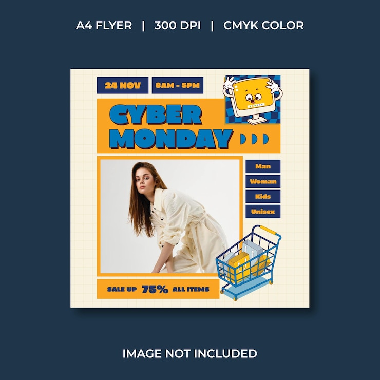 Vettore cyber monday sui social media