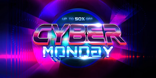 Cyber Monday vibrante futuristico affare più caldo sfondo al neon