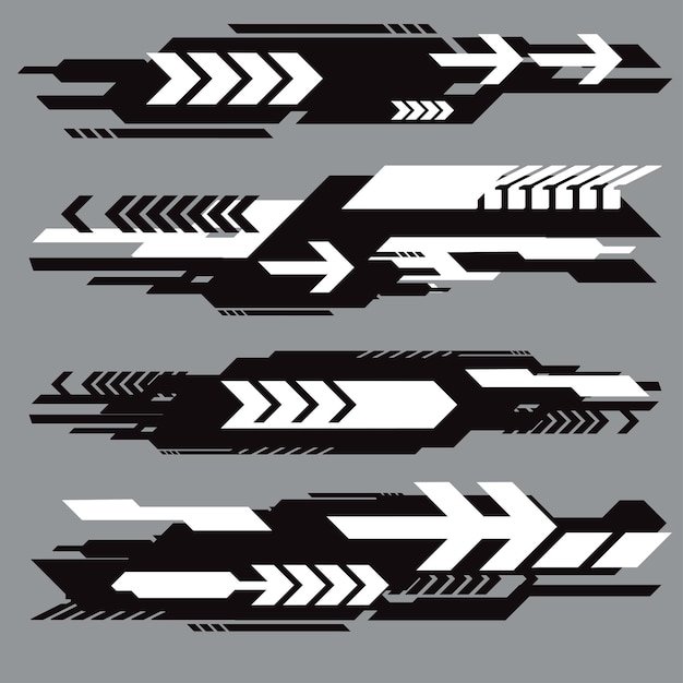 Cyberpunk y2k 2000 Gaming Futuristic Icon Pattern Set Collection Template HUD per il marchio Decorazione di magliette di moda Decals 2D Illustrazione Rendering Vector