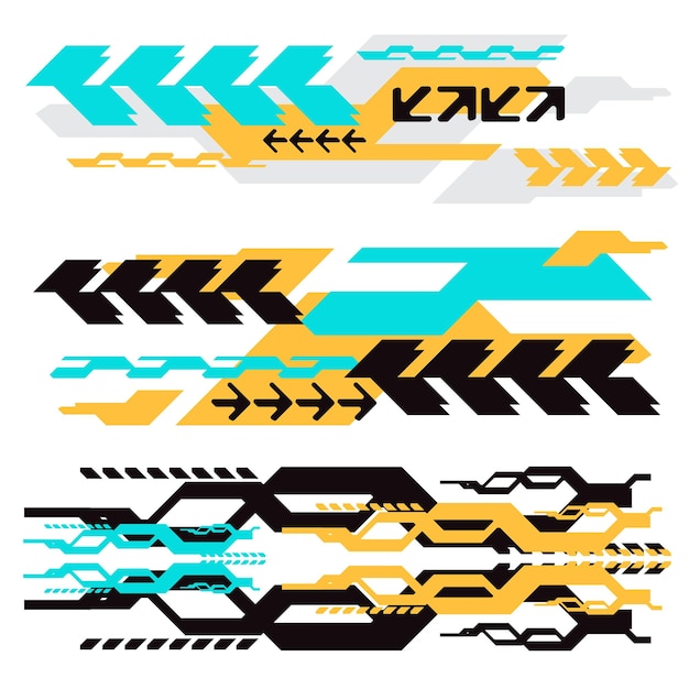 Cyberpunk y2k 2000s Gaming Futuristic Icon Pattern Set Collection Template HUD per il branding della moda
