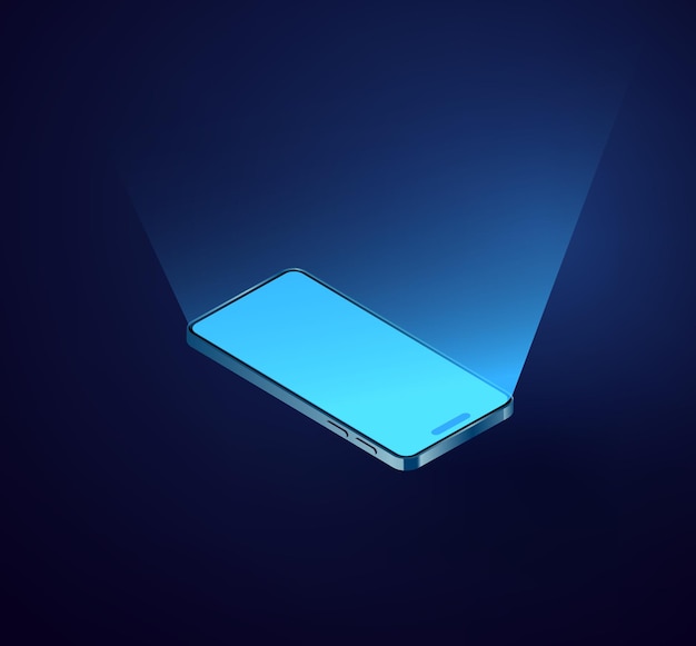 D isometrico vettore telefono smartphone schermo vuoto mock up