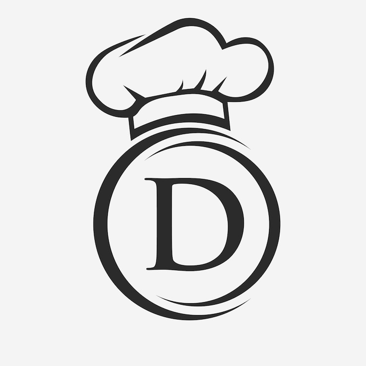 Vettore d letter restaurant logo template restaurant logo concept with chef hat symbol vector sign