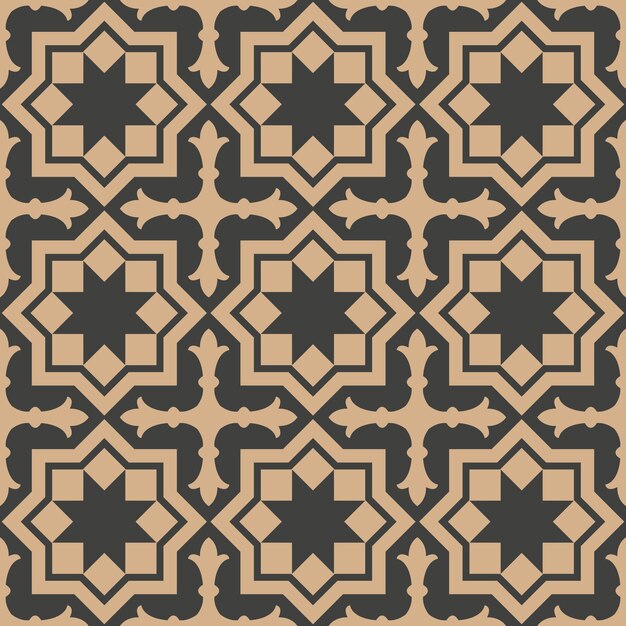 Damasco seamless pattern retrò sfondo stella croce poligono geometria telaio.