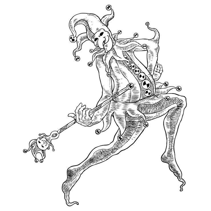 Dancing jester lineart
