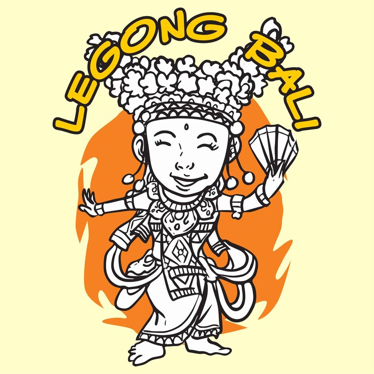 Vettore danza tradizionale indonesiana di bali tari legong