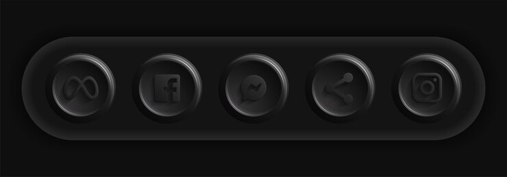 Vettore dark social media set icone rotonde nere f condividi texting app illustrazione vettoriale