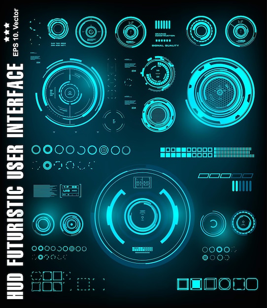 Dashboard display tecnologia di realtà virtuale schermo HUD futuristico interfaccia utente blu target