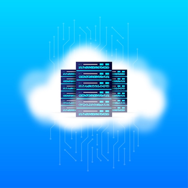 Data base cloud Server di rete tecnologia hardware per computer elementi decorativi Illustrazione vettoriale