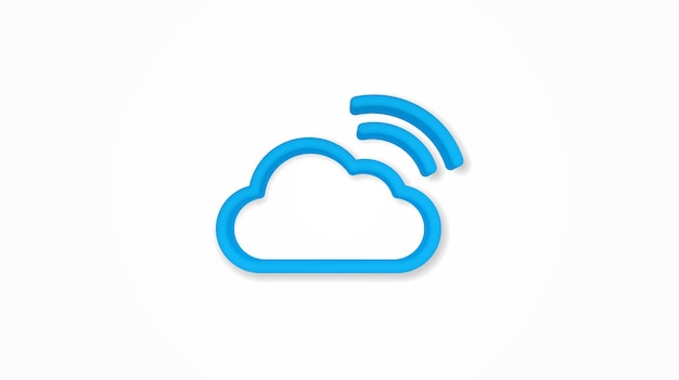 Database cloud, icona realistica della tecnologia informatica. illustrazione vettoriale di linea 3d. Vista dall'alto