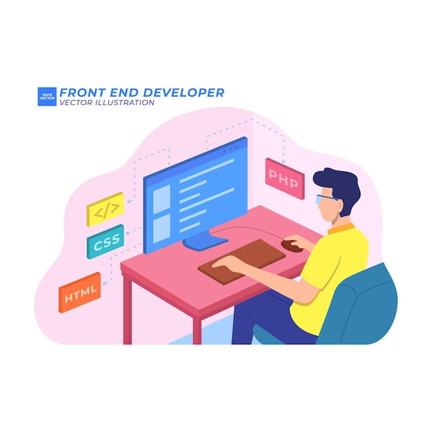 Database software per programmatore di illustrazioni flat per sviluppatori front-end