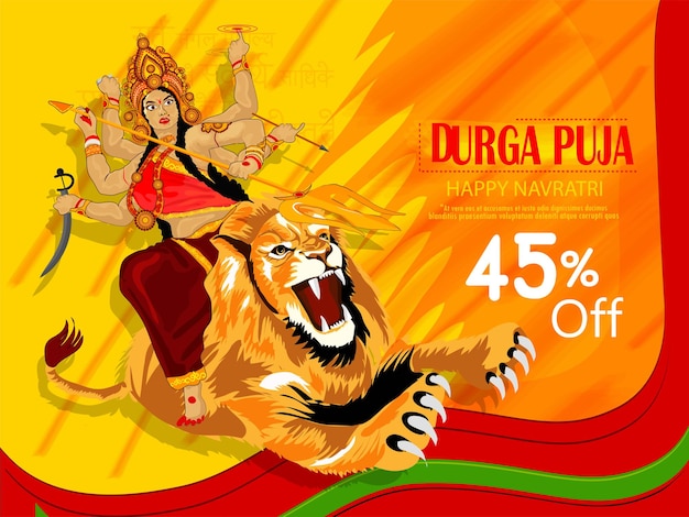 Dea Durga illustrazione Felice Durga Puja Subh Navratri sfondo