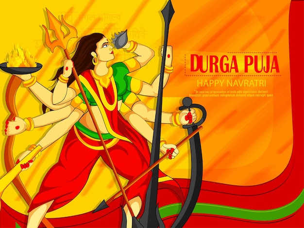 Dea Durga illustrazione Felice Durga Puja Subh Navratri sfondo