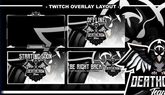 Death Black Crow Gaming layout design streamer twitch logo personaggio