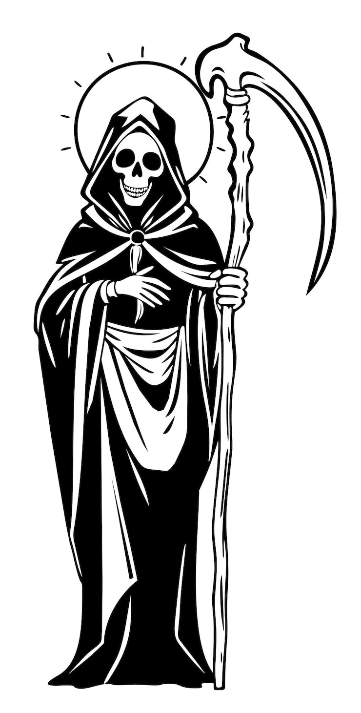 Vettore death reaper monochrome vector illustratiion della morte con la morte con la falce santa morte santa morte