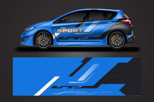 Decal Car Wrap Design Vector Graphic Abstract Stripe Racing Background per veicolo