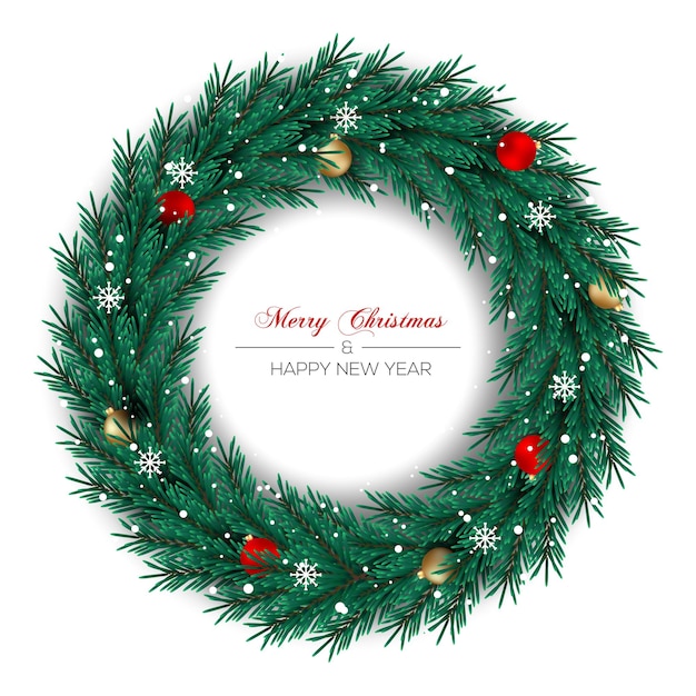 Decorazione della ghirlanda di Natale Foglia di pino e palla di colore rosso dorato di Natale