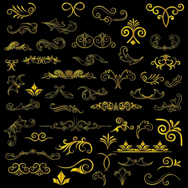 Decorazione in stile art deco con elementi floreali d'epoca dorati