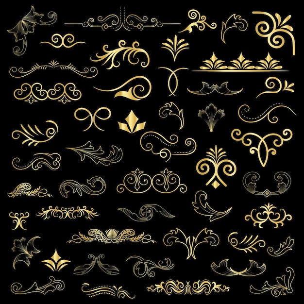 Decorazione in stile art deco con elementi floreali d'epoca dorati