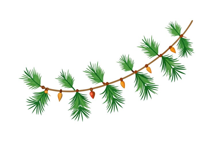Vettore decorazione per l'albero di natale vector festive sempreverde con rami di pino e abete elegante