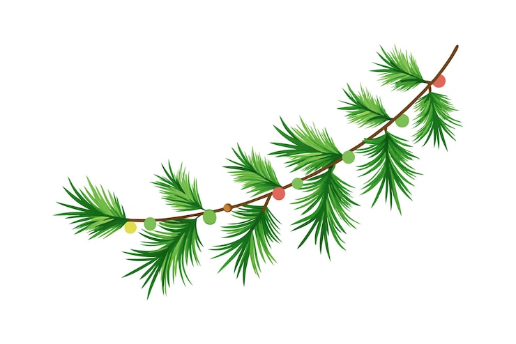 Vettore decorazione per l'albero di natale vector festive sempreverde con rami di pino e abete elegante