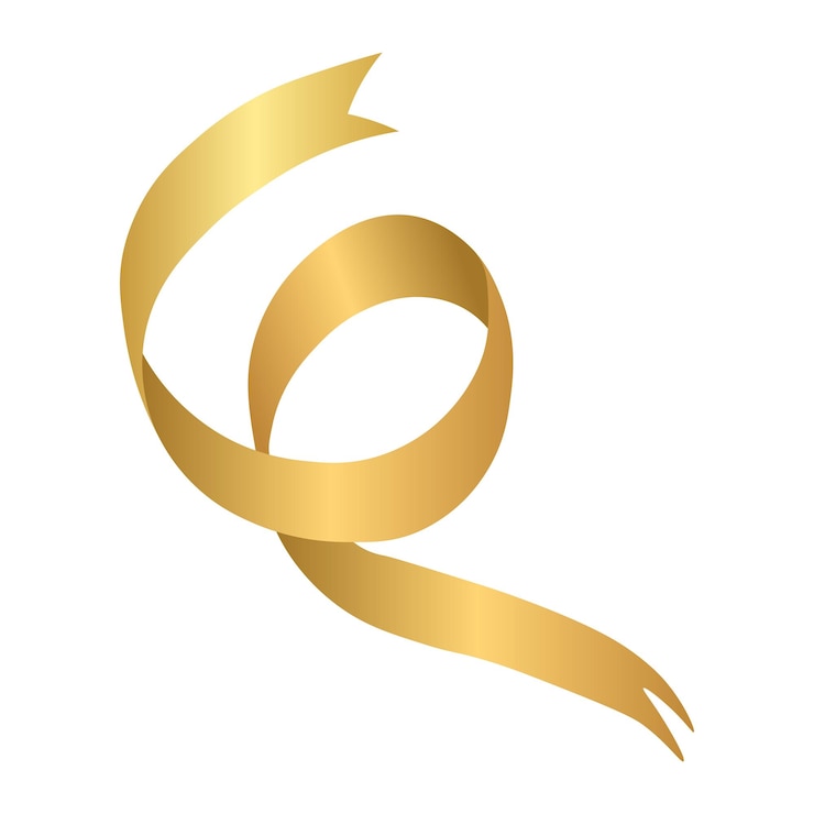 Vettore decorazione per la festa golden ribbon curly