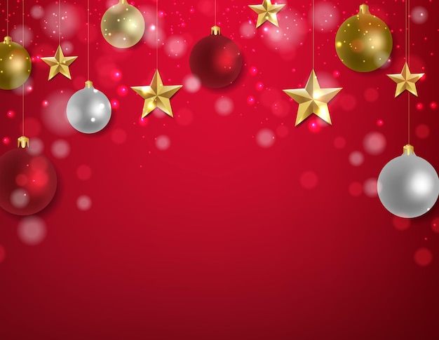 Decorazioni natalizie con stelle dorate e palline
