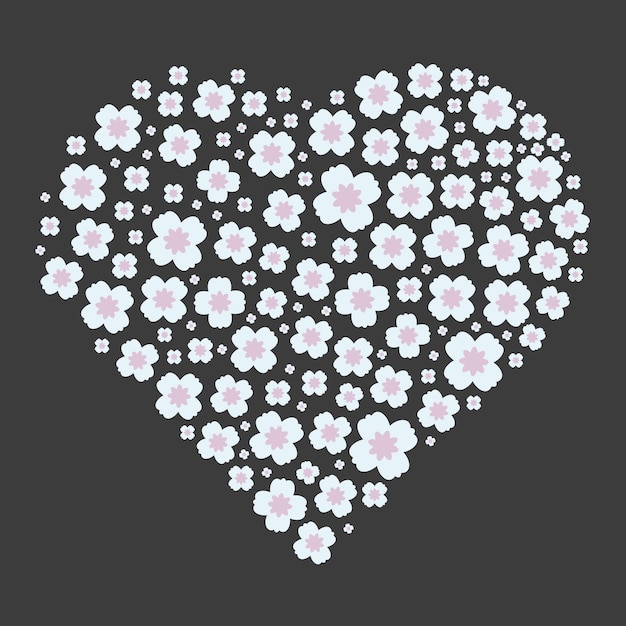 Decorazioni per la festa della primavera Fiori nel cuore Simbolo di amore Cuore di amore