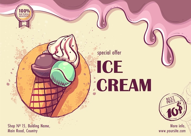 Degustazione vendita primaverile orizzontale gelato