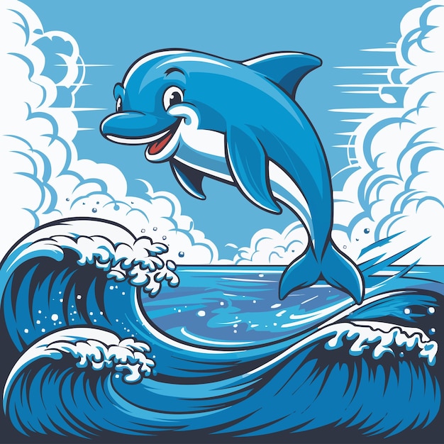 Delfino felice che salta nell'oceano