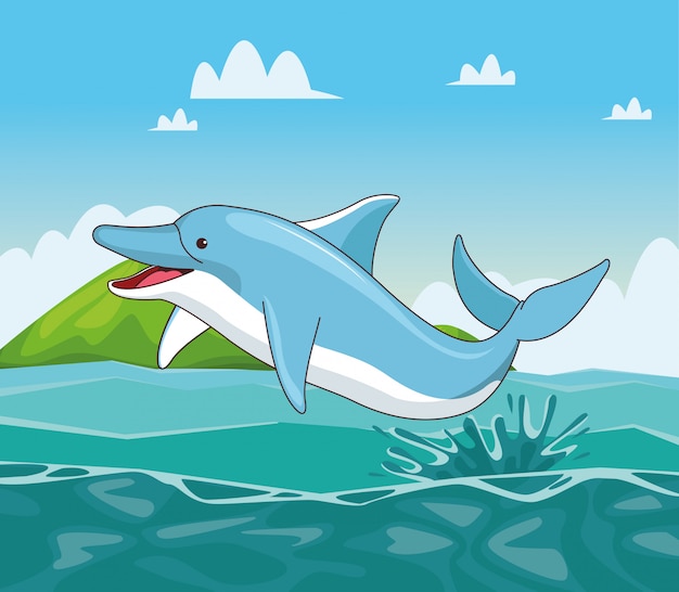 Delfino nel fumetto del mare