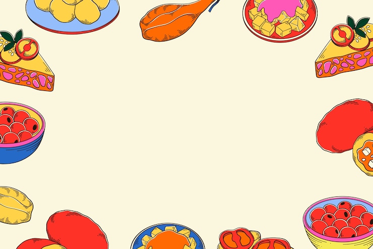 Vettore delicious fruits and desserts