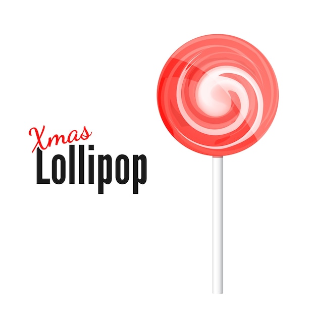 Delicious LollyPop Rosso, Isolato Su Sfondo Bianco, Illustrazione