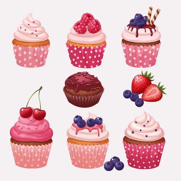 Deliziosi cupcake e bacche