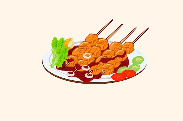 Delizioso cibo satay illustrazione