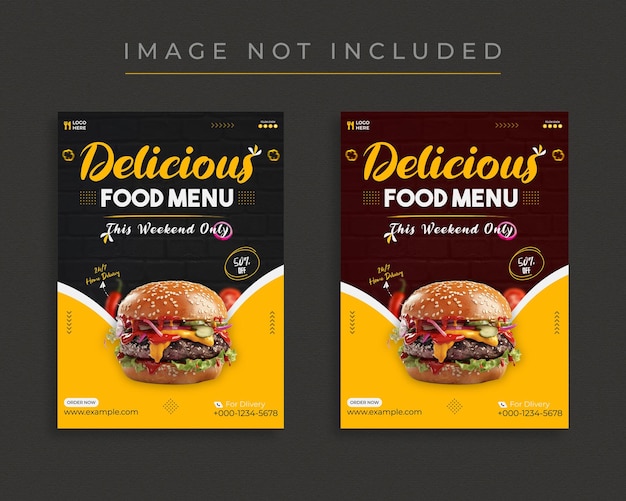 delizioso menu di cibo volantino o modello di poster design