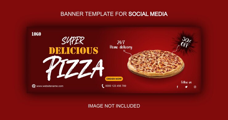 Vettore delizioso modello di banner per pizza menu cibo social media