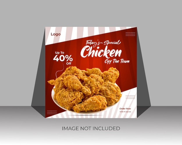 Delizioso modello di banner per social media con menu di pollo e cibo