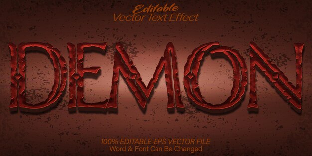 Demon Vector Text Effect Editable Alphabet Evil Devil Horror Red (Effetto di testo vettoriale dei demoni modificabile)