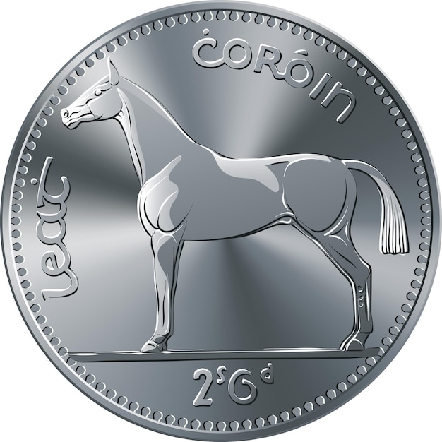 Denaro irlandese moneta da mezza corona d'argento predecimale con cacciatore irlandese sul retro