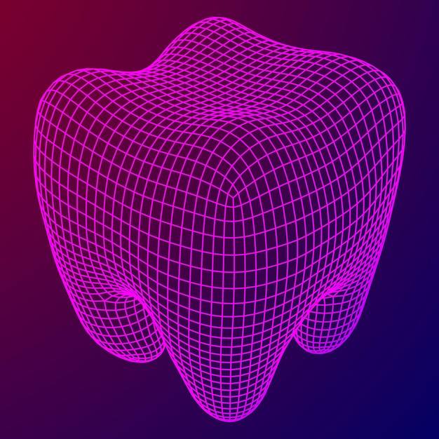 Dente wireframe mesh connection struttura illustrazione vettoriale medicina dentale salute concept