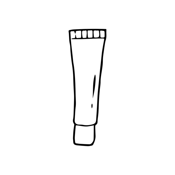 Dentifricio doodle disegnato a mano Pasta o crema per tubi vettoriali