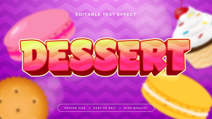 Vettore deserto colorato in 3d con effetto di carattere di testo modificabile