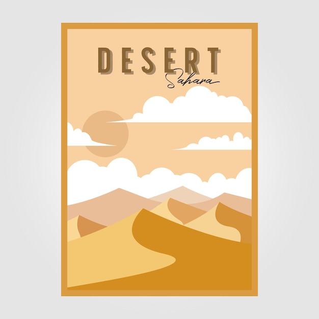 Deserto Poster Sfondo Paesaggio Vista Illustrazione Vintage Disegno Vettoriale